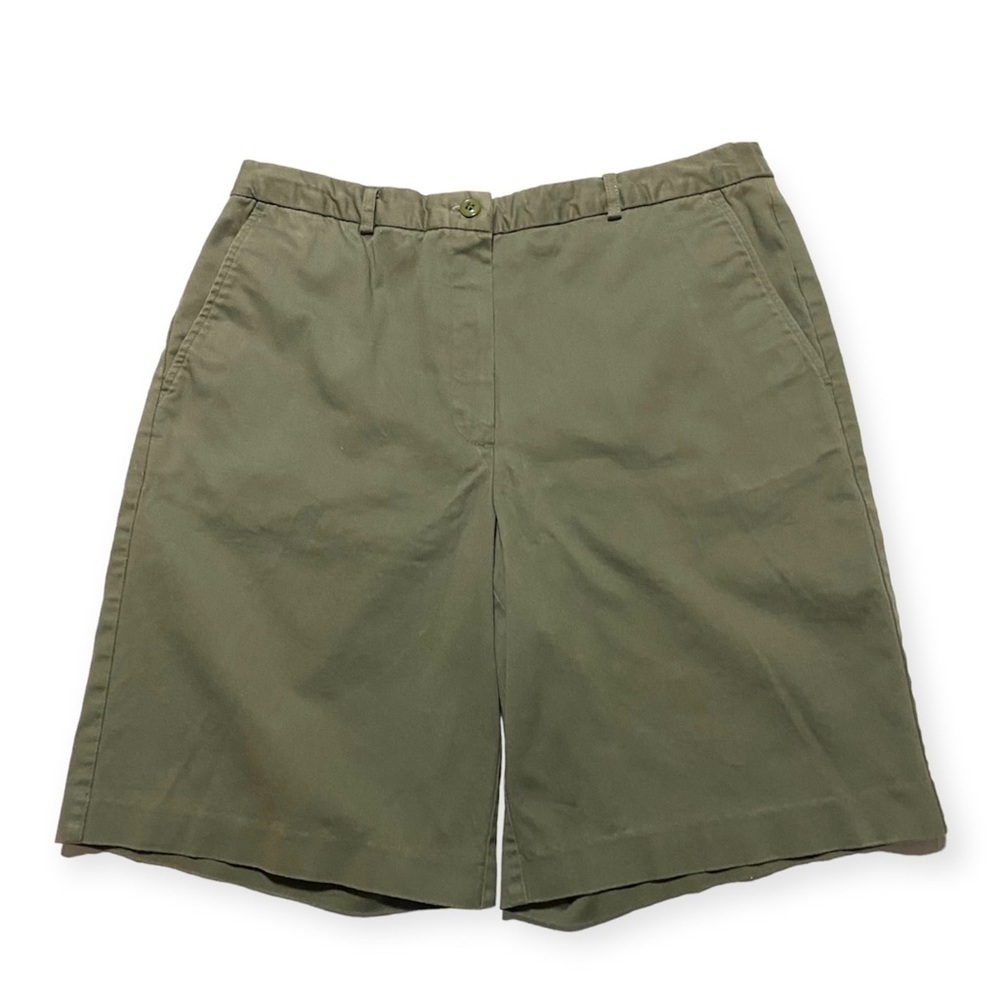 Olive Cotton Bermuda Walking Shorts Size 10 Casual Summer Vacation Active